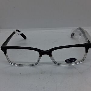 NWT America MU108 Black and Clear Rectangular Eyeglass Frames